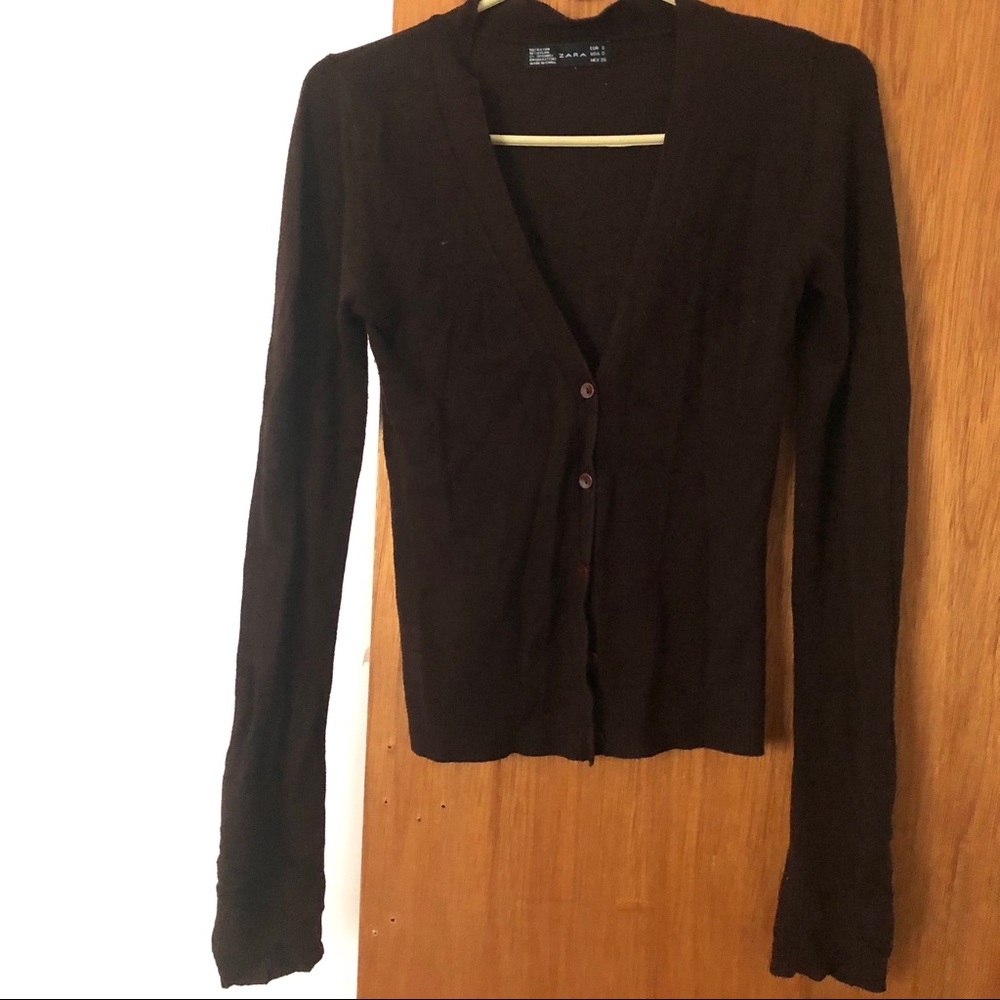 Zara Womens Cardigan Sweater Size S Brown